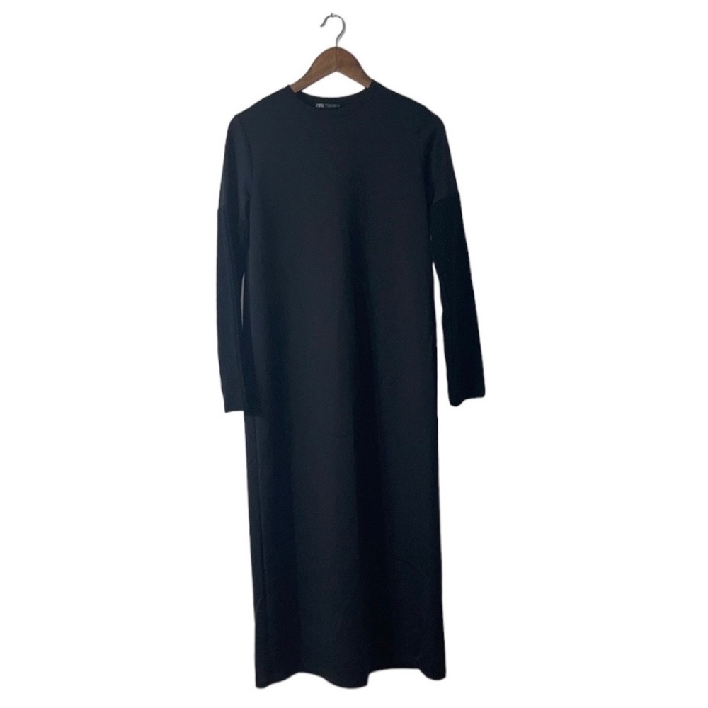 Zara Black Long Sleeve Knit Sweater Maxi Dress Witchy Goth Emo Witchycore Small
